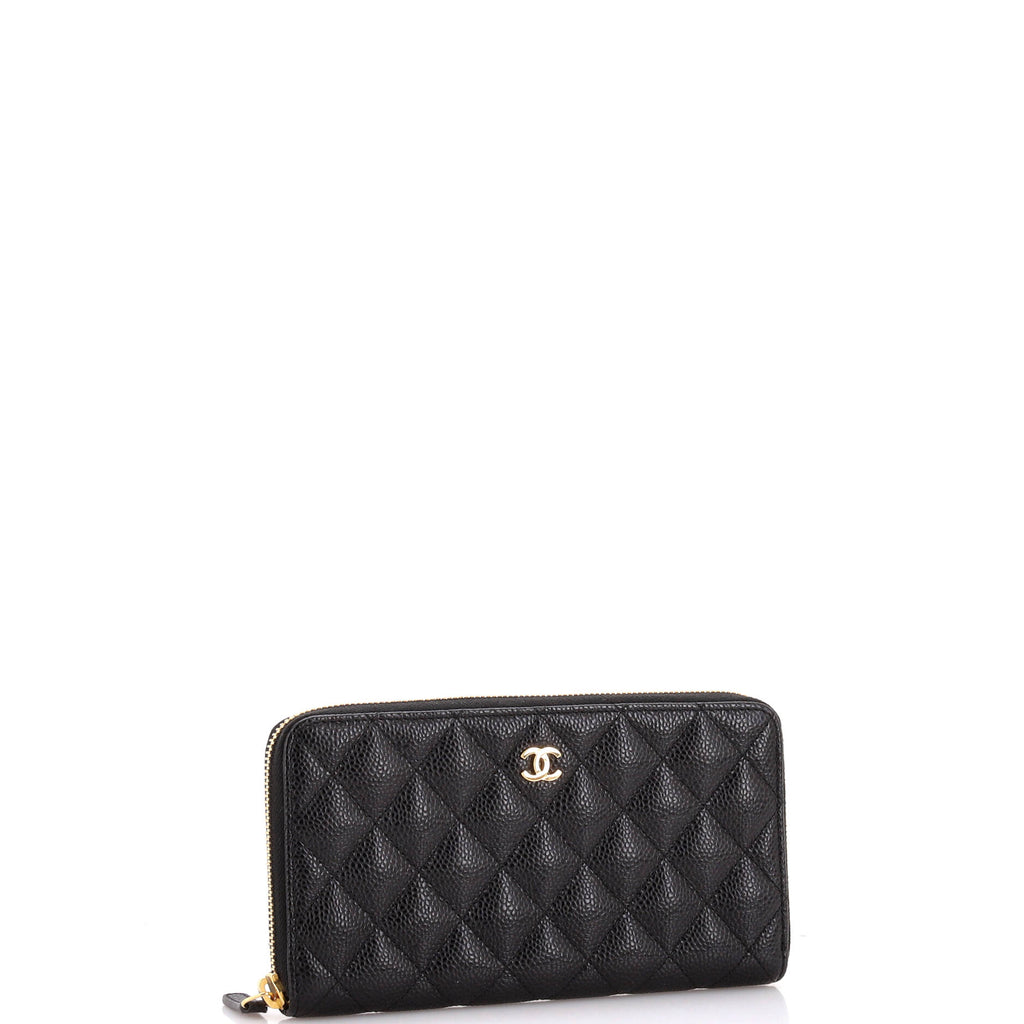 Chanel Zip Around Wallet Quilted Caviar Long