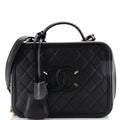 Chanel Filigree Vanity Case Quilted Caviar Large