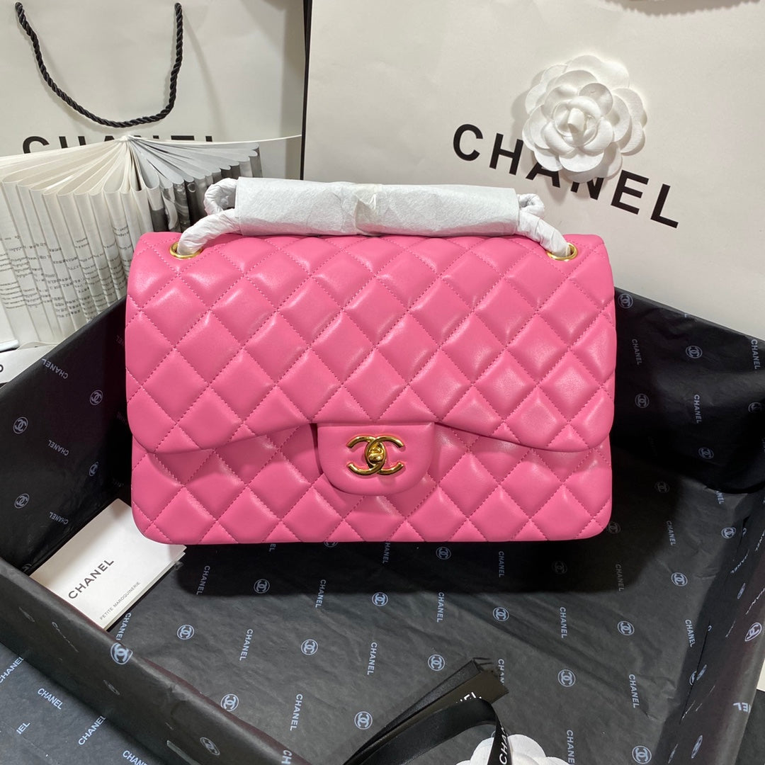 ChanelLarge Classic Handbag Gold Hardware PiNike For Women Handbags, Shoulder Bags 11.8in/30cm