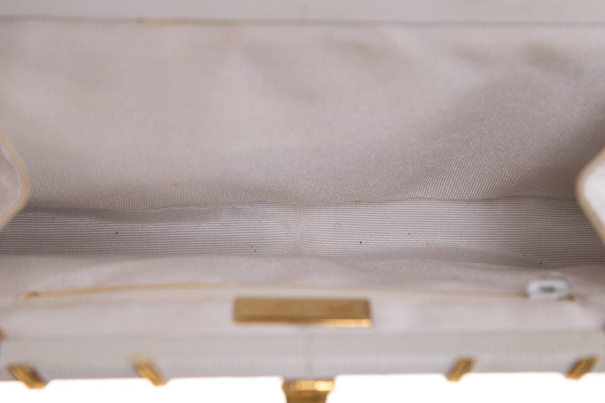 Judith Leiber Vintage Ivory & Gold Snakeskin Clutch Handbag