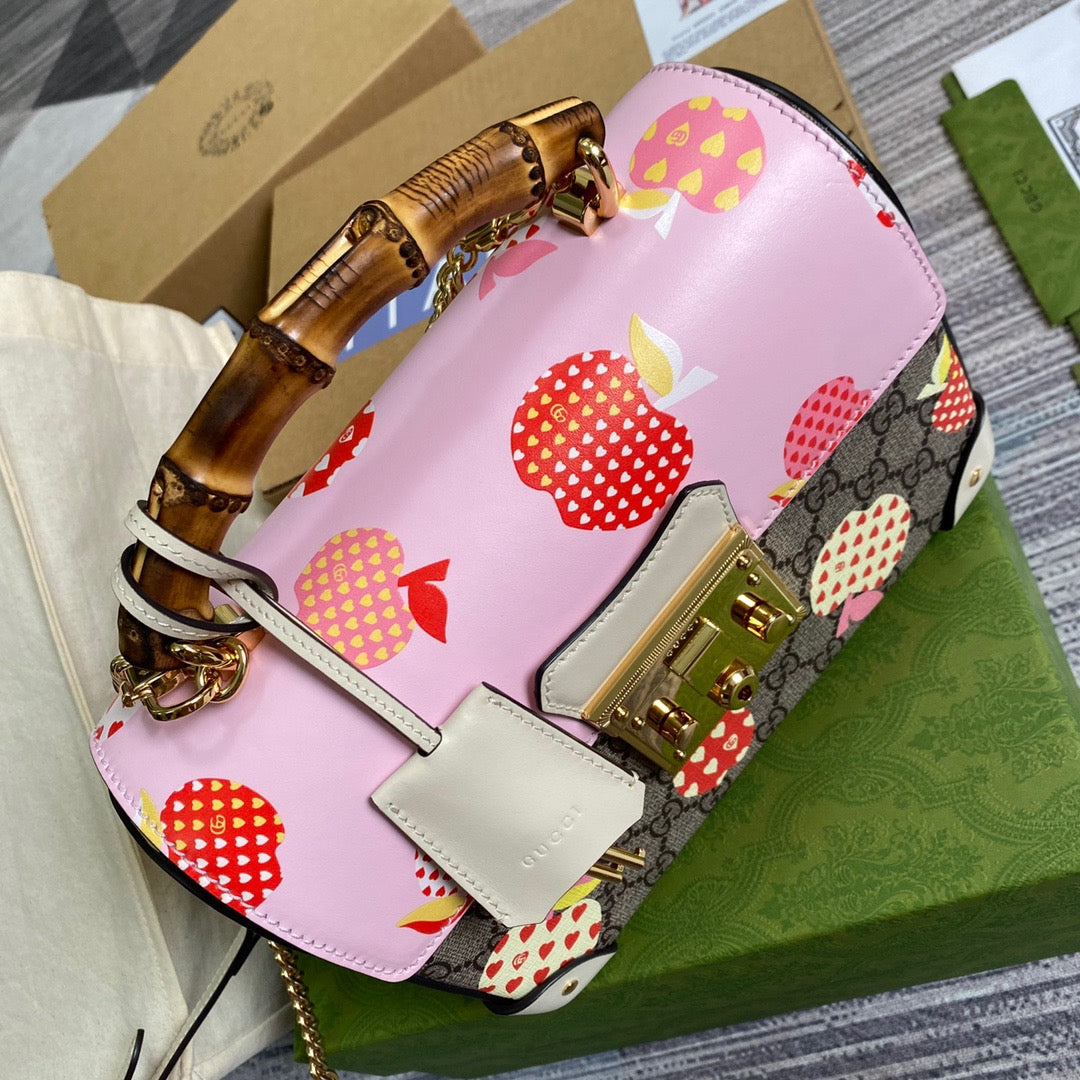 Padlock Small amboo Strawberry Shoulder Bag Beige For Women, Women’s Bags 9.5in/24cm Glami