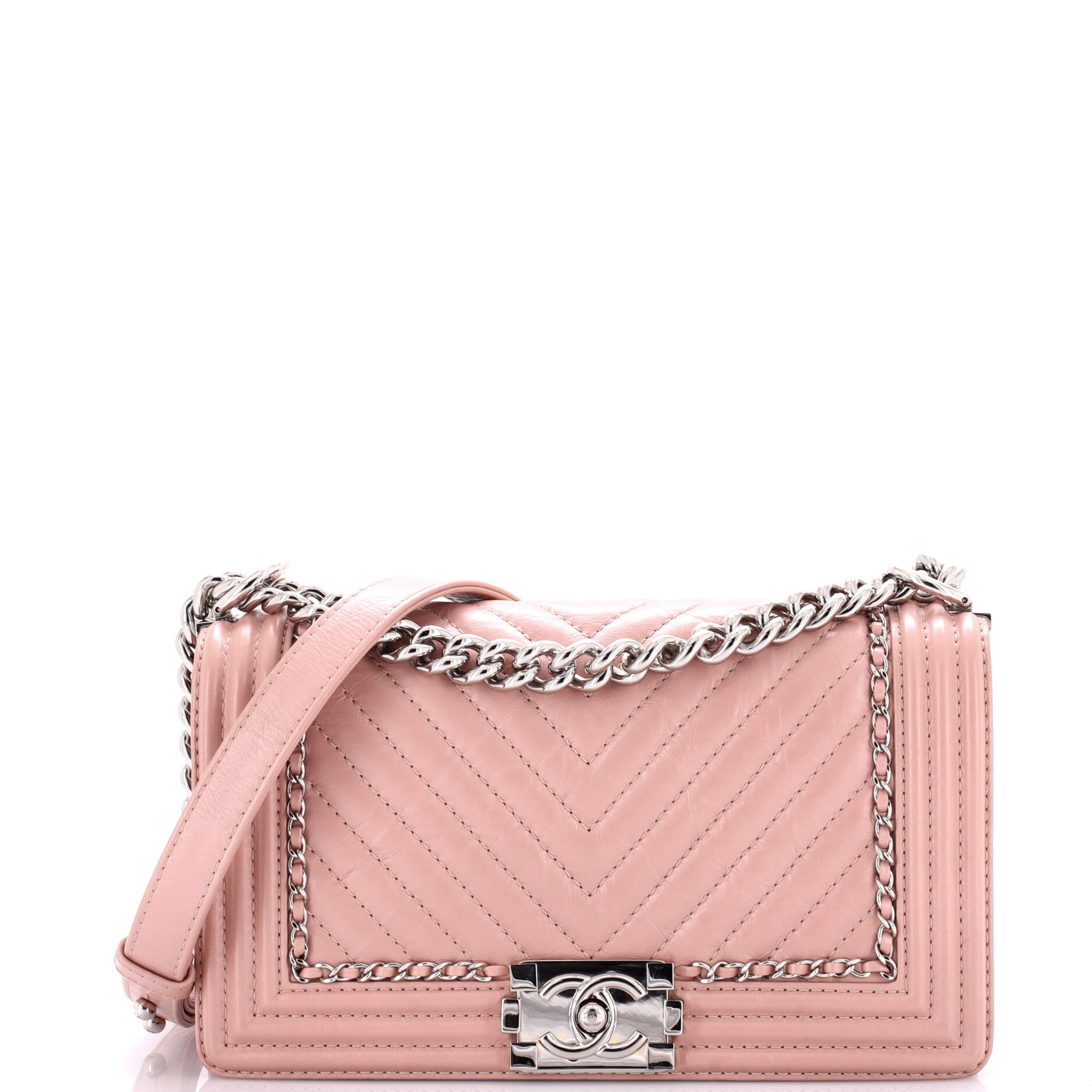 Chanel Boy Flap Bag Chevron Calfskin Old Medium