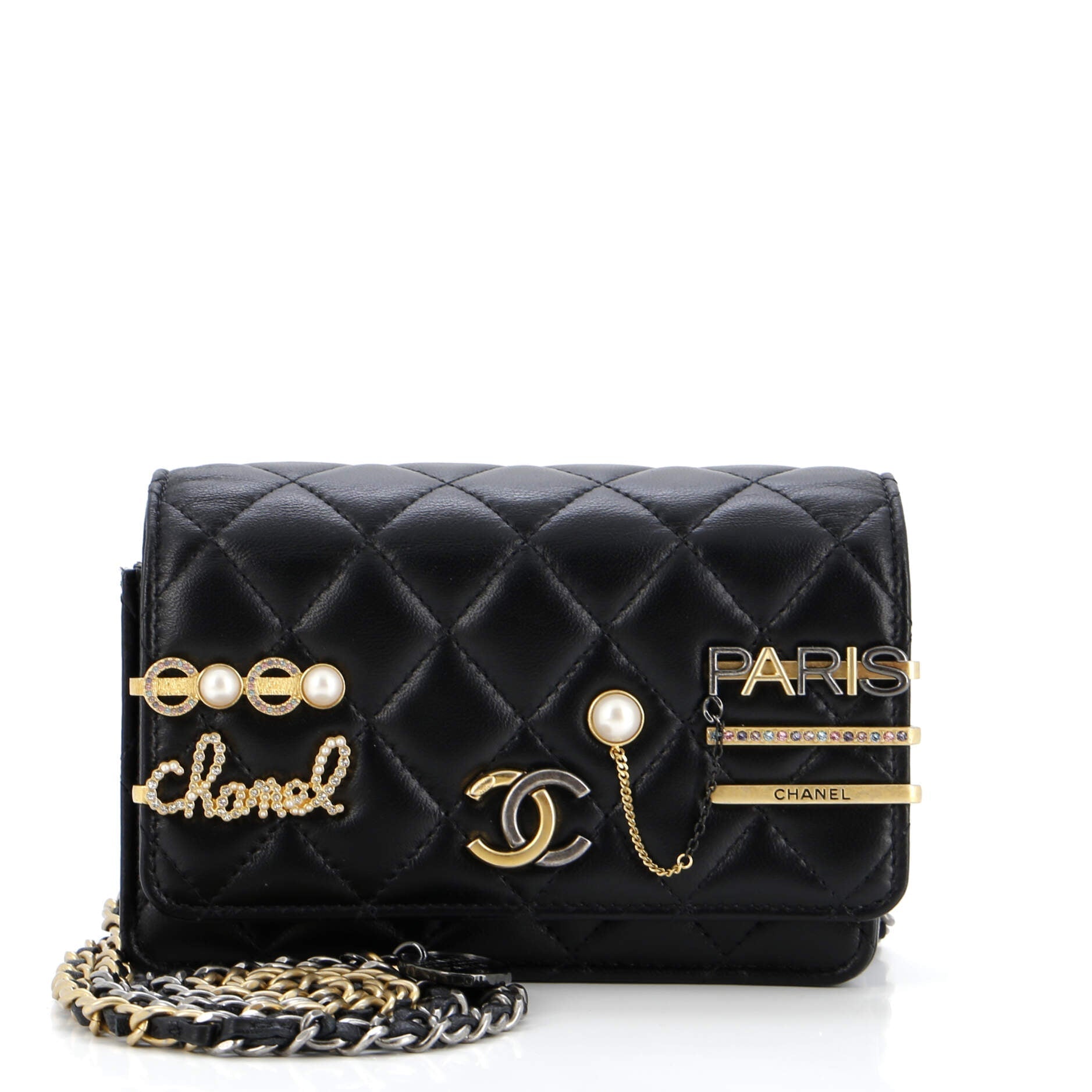 Chanel Coco Clips Wallet on Chain Embellished Quilted Lambskin Mini