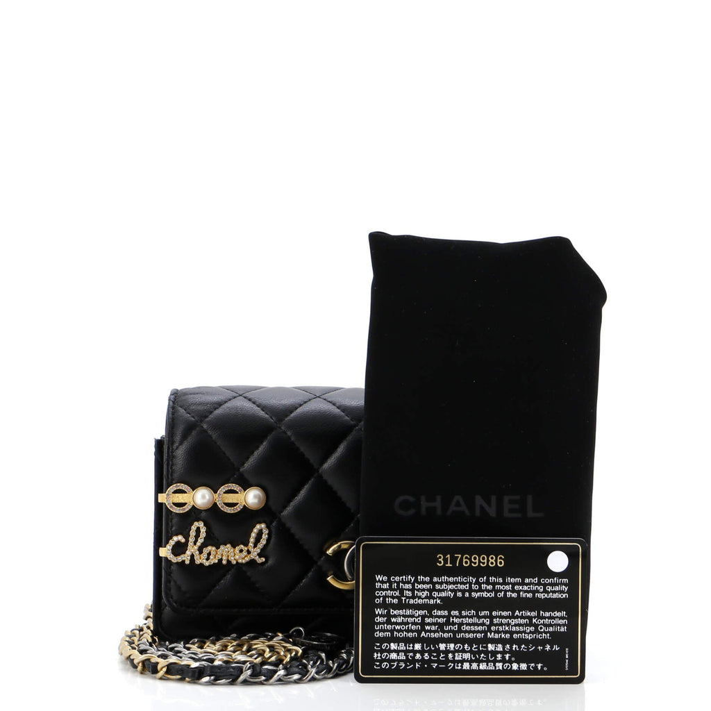 Chanel Coco Clips Wallet on Chain Embellished Quilted Lambskin Mini