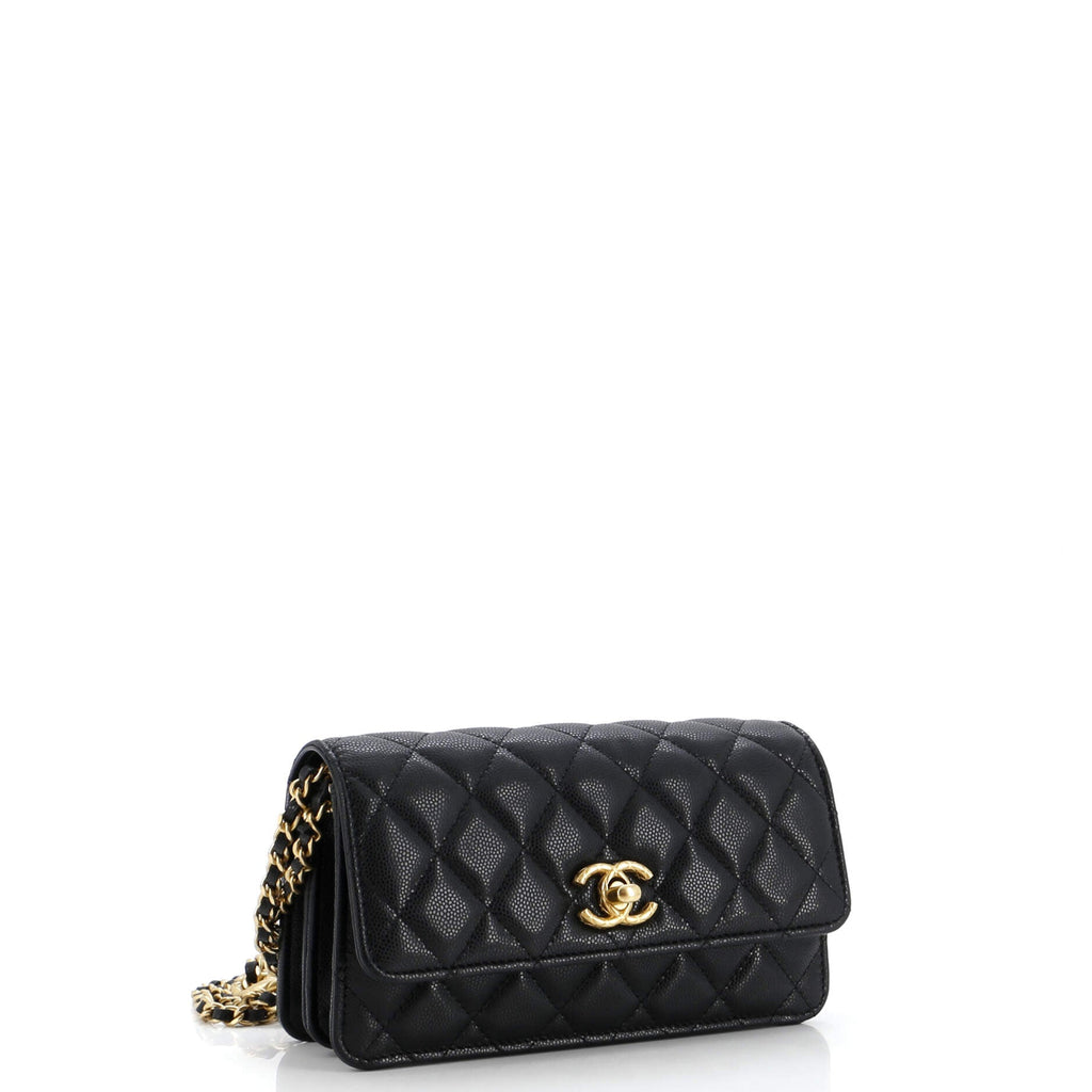 Chanel Mixed Chain Link CC Wallet on Chain Quilted Caviar Small