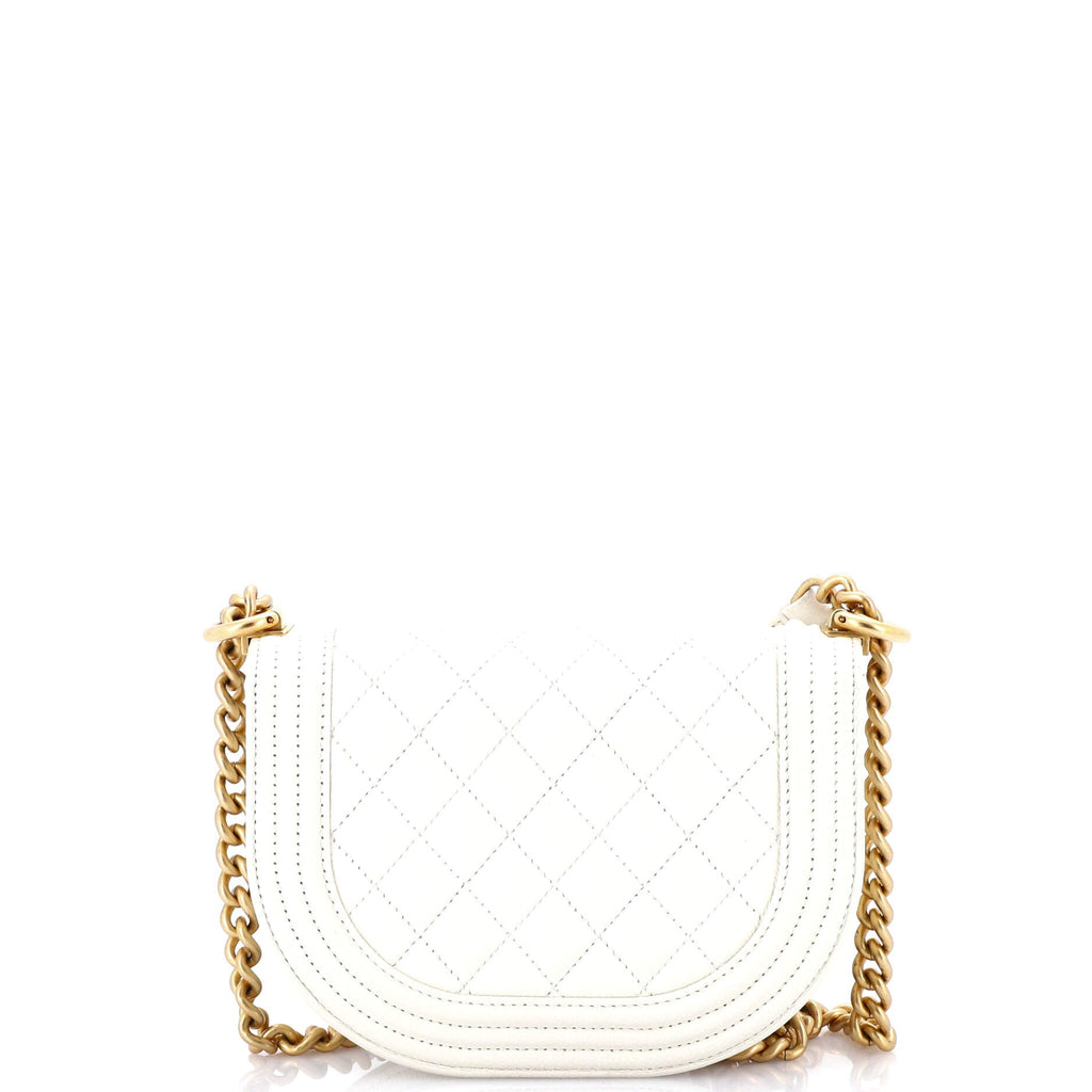 Chanel Boy Curved Messenger Bag Quilted Caviar Small