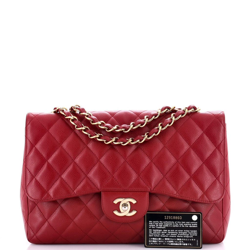 Chanel Classic Single Flap Bag Quilted Caviar Jumbo