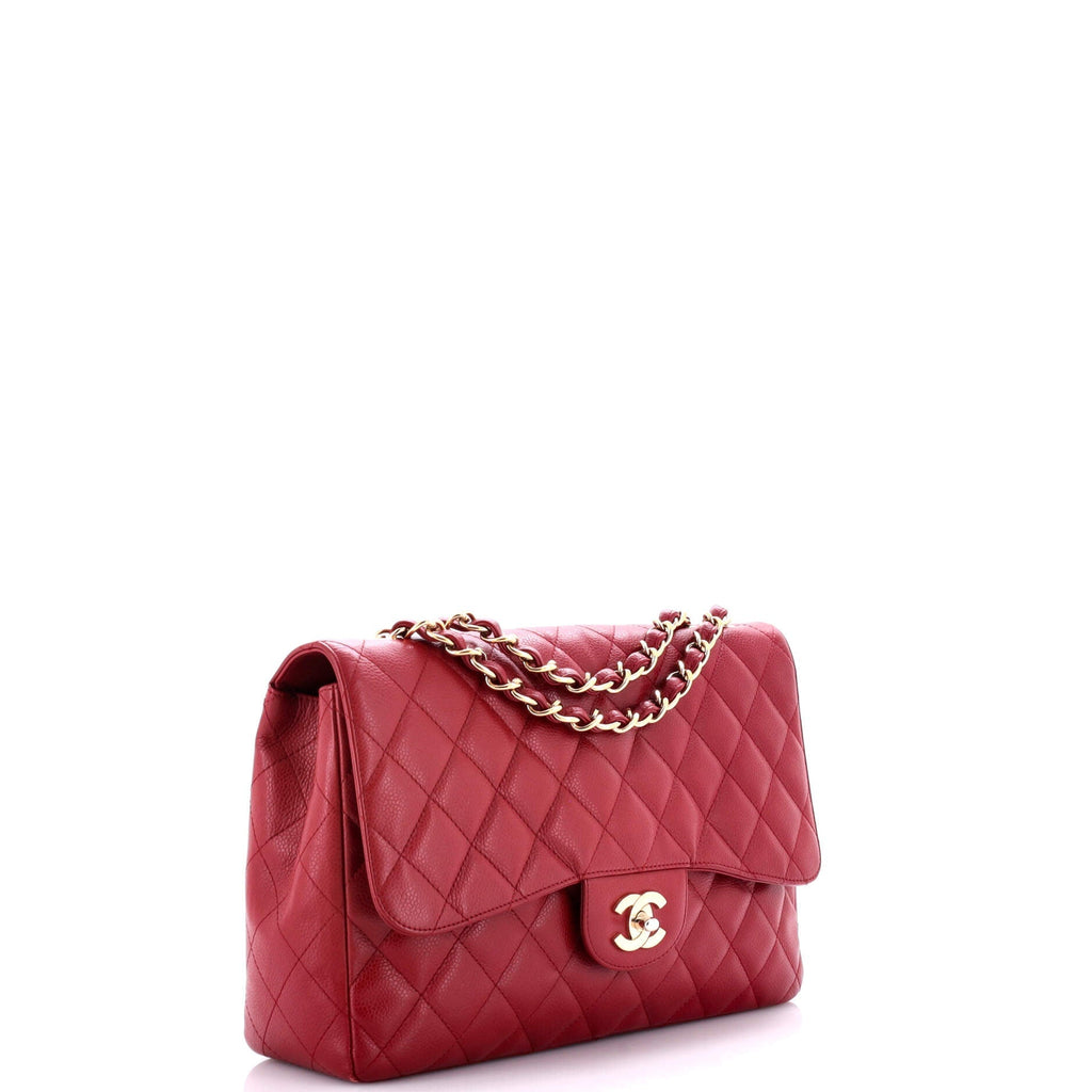 Chanel Classic Single Flap Bag Quilted Caviar Jumbo