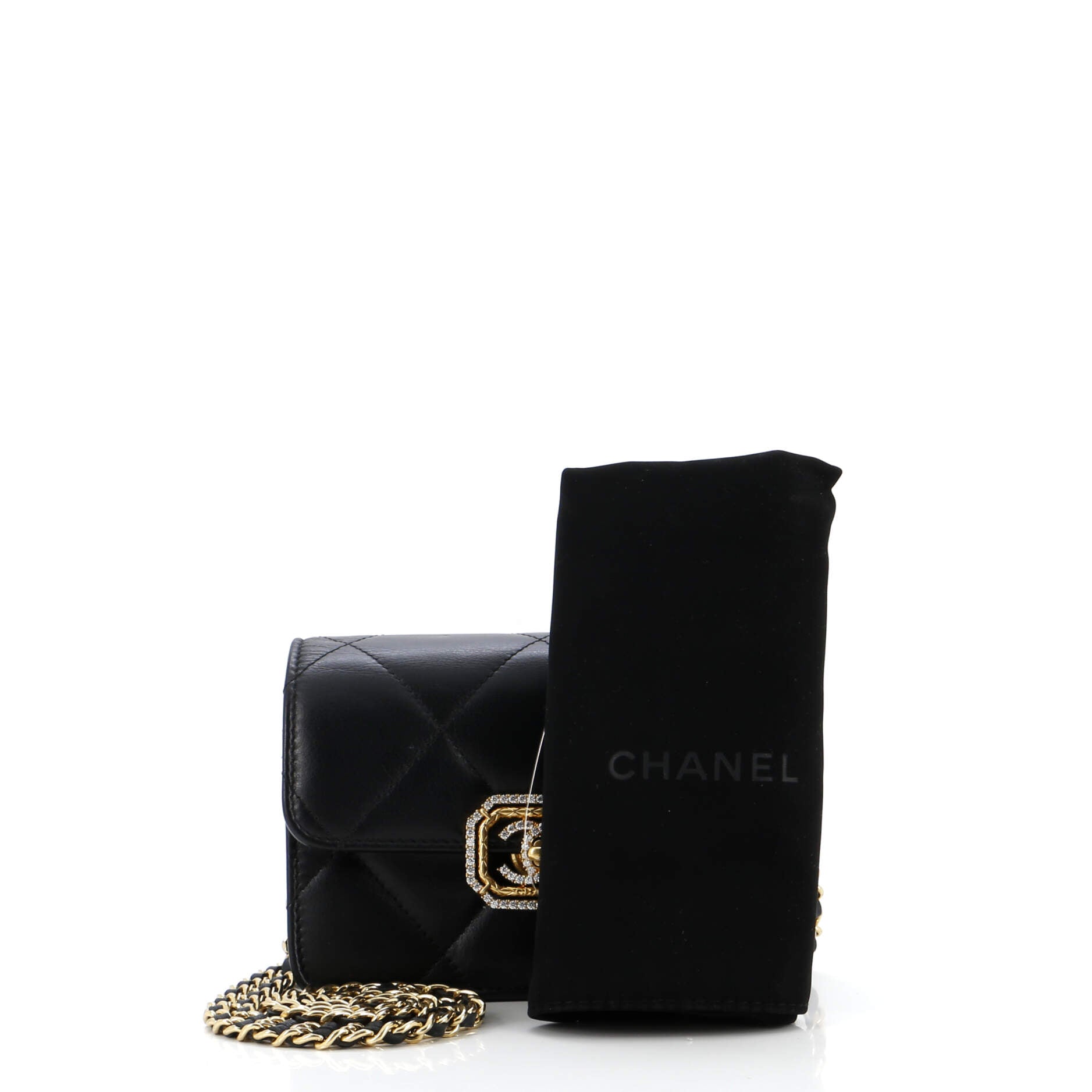 Chanel Crystal Geometric Frame CC Clutch with Chain Quilted Calfskin