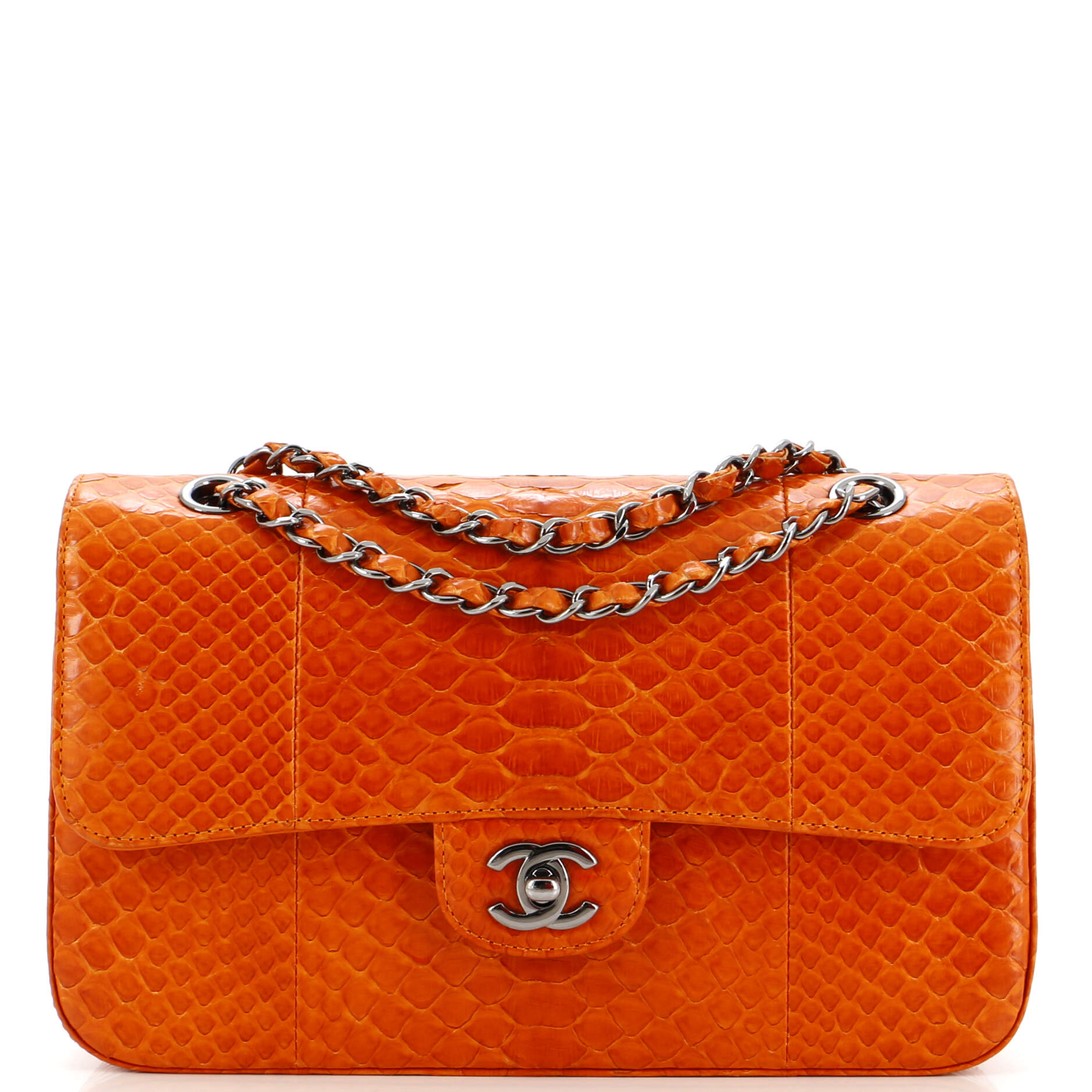 Chanel Classic Double Flap Bag Python Medium