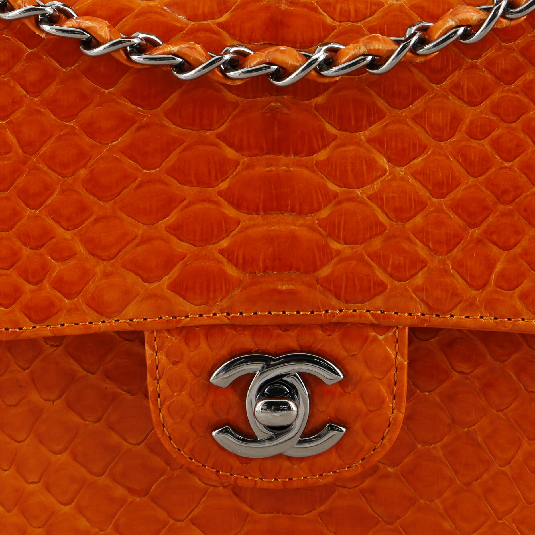 Chanel Classic Double Flap Bag Python Medium