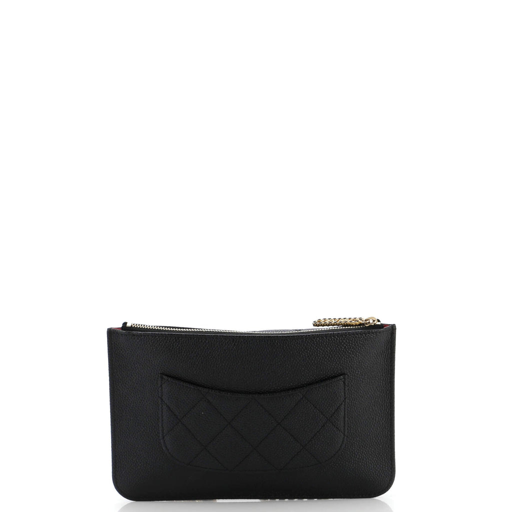 Chanel CC Front Pocket Clutch with Chain Quilted Caviar Small