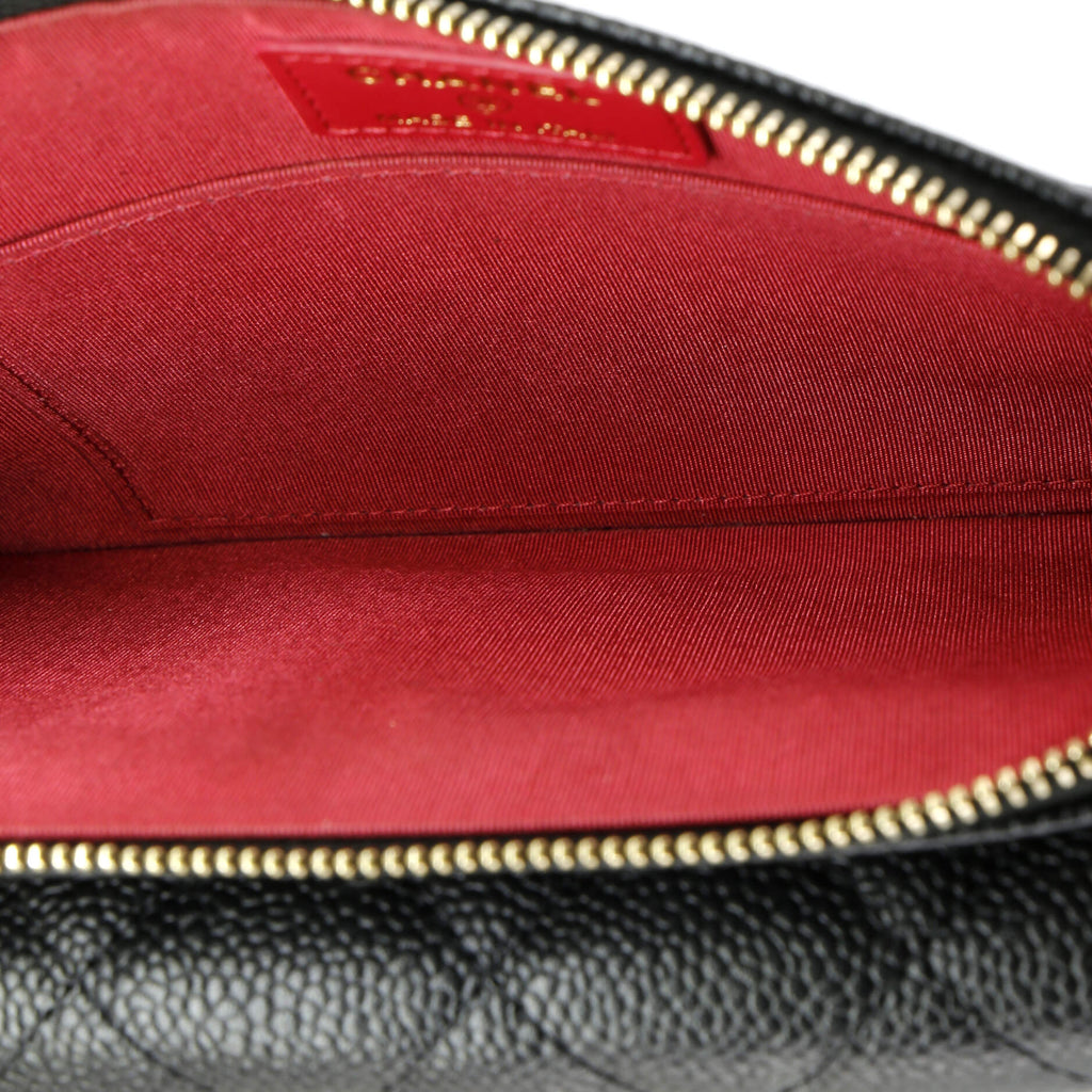Chanel CC Front Pocket Clutch with Chain Quilted Caviar Small