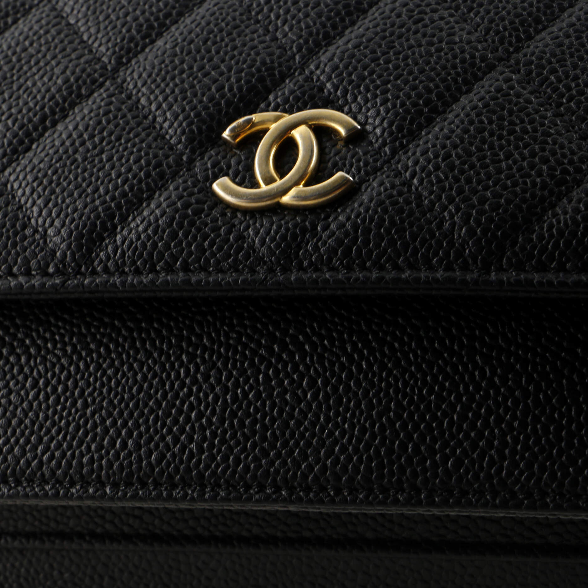 Chanel CC Front Pocket Clutch with Chain Quilted Caviar Small