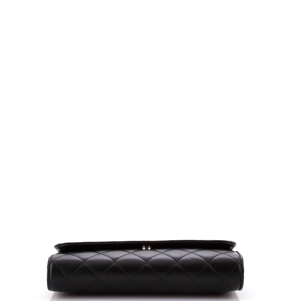 Chanel Kisslock Flap Phone Holder with Chain Quilted Shiny Calfskin