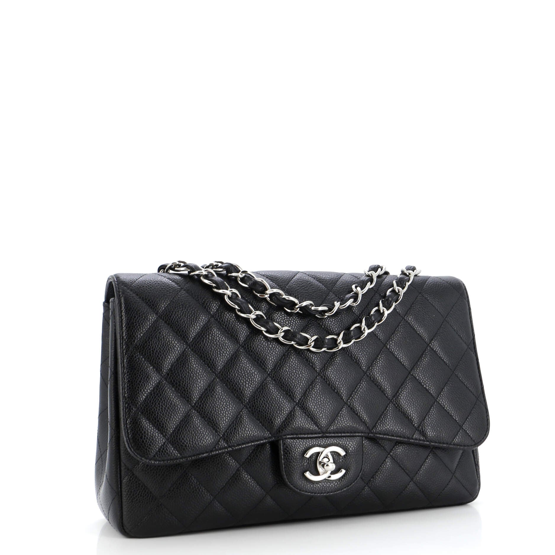 Chanel Classic Single Flap Bag Quilted Caviar Jumbo