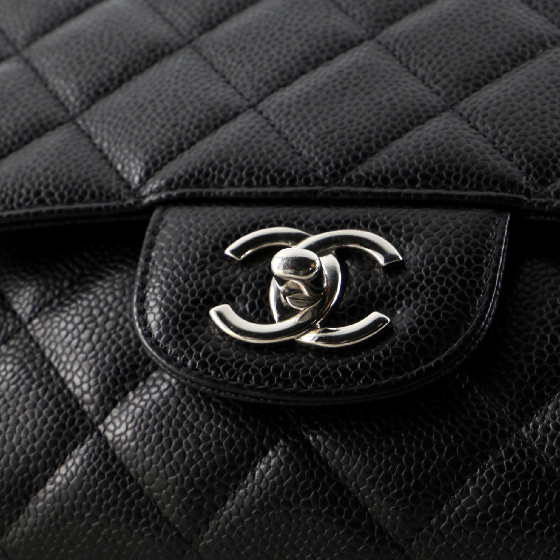 Chanel Classic Single Flap Bag Quilted Caviar Jumbo