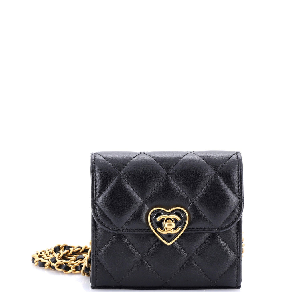 Chanel Coco Love CC Heart Clutch with Chain Quilted Lambskin Mini