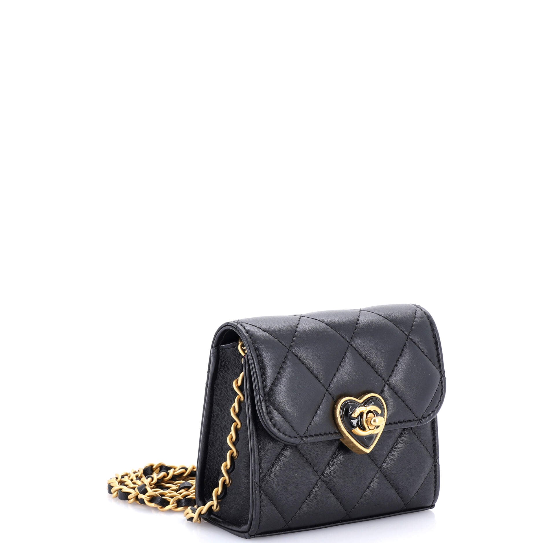 Chanel Coco Love CC Heart Clutch with Chain Quilted Lambskin Mini