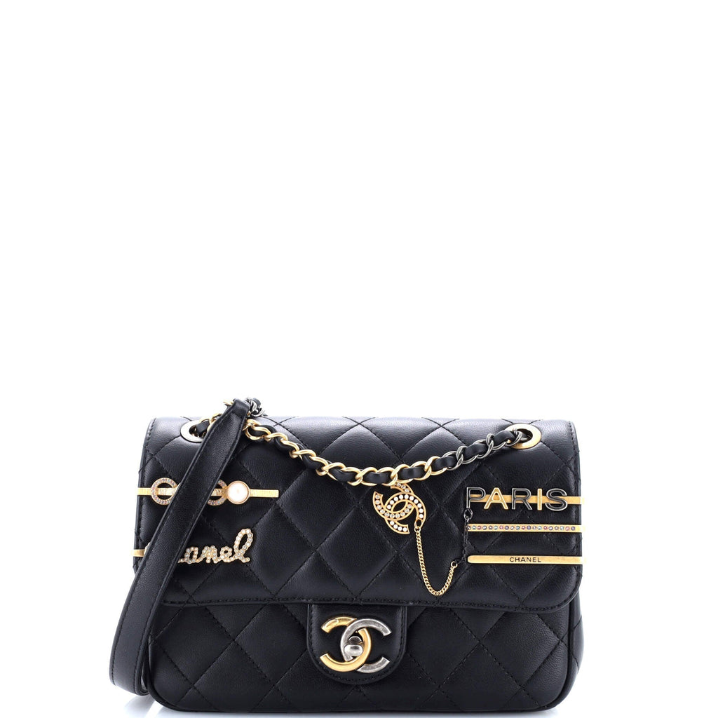 Chanel Coco Clips Flap Bag Embellished Quilted Lambskin Small