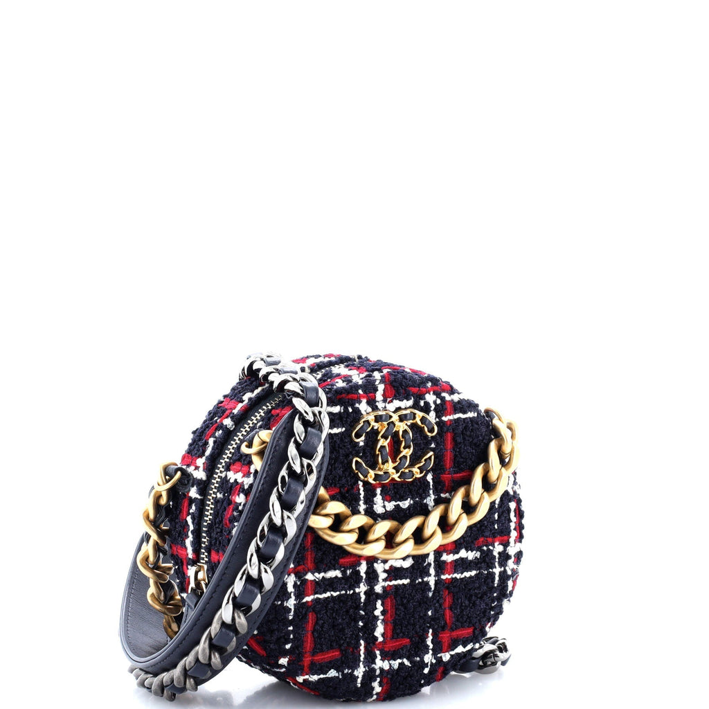 Chanel 19 Round Clutch with Chain Quilted Tweed