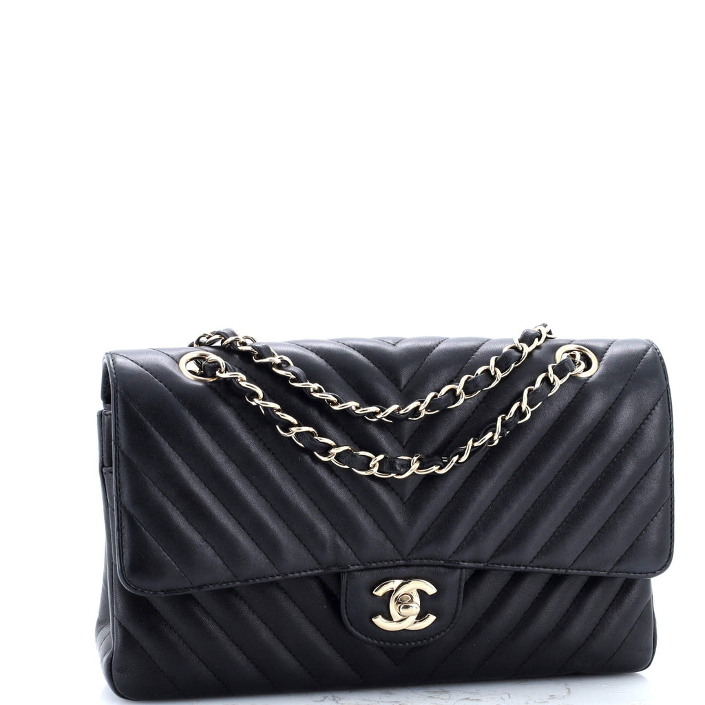 Chanel Classic Double Flap Bag Chevron Lambskin Medium