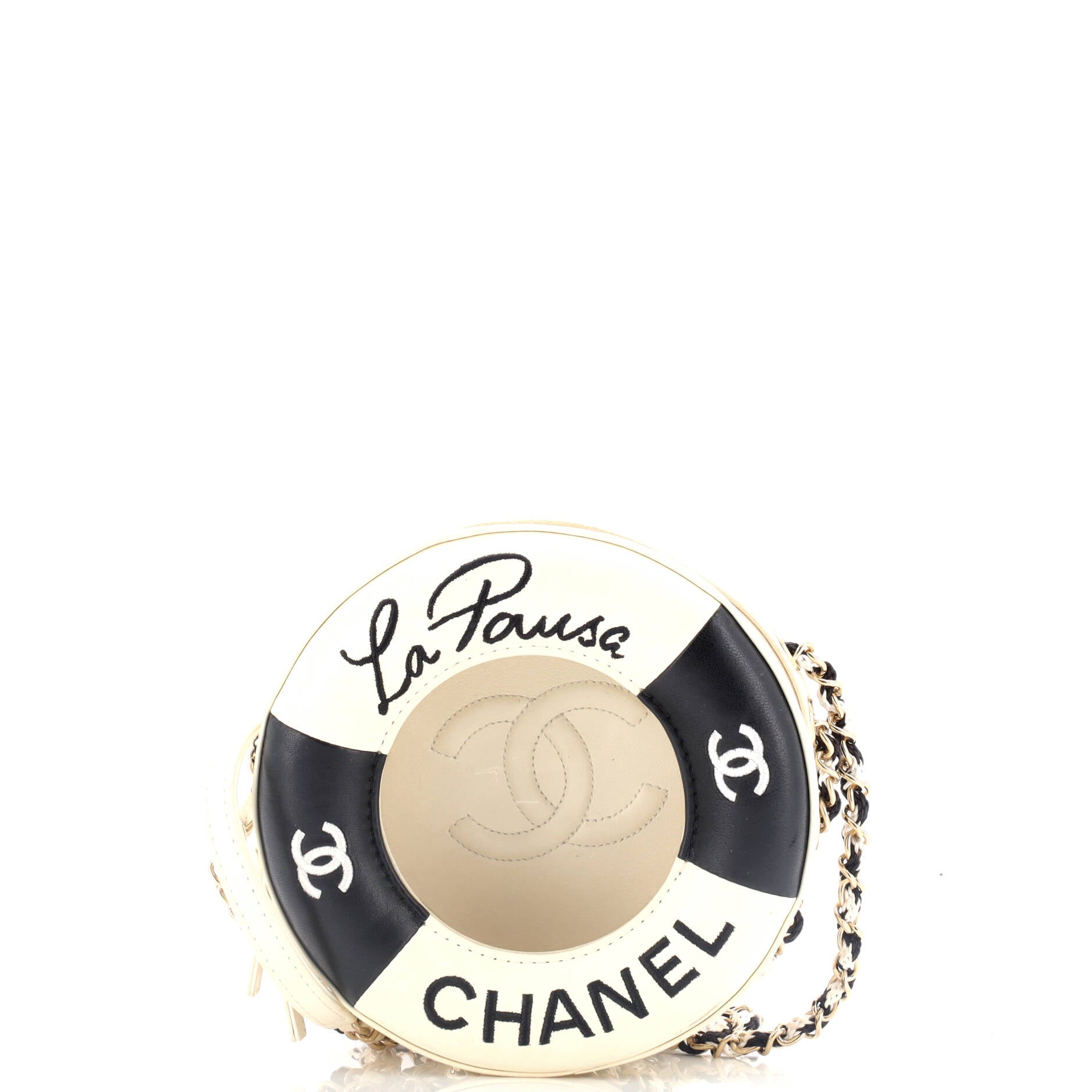 Chanel Lifesaver Round Crossbody Bag Lambskin Small