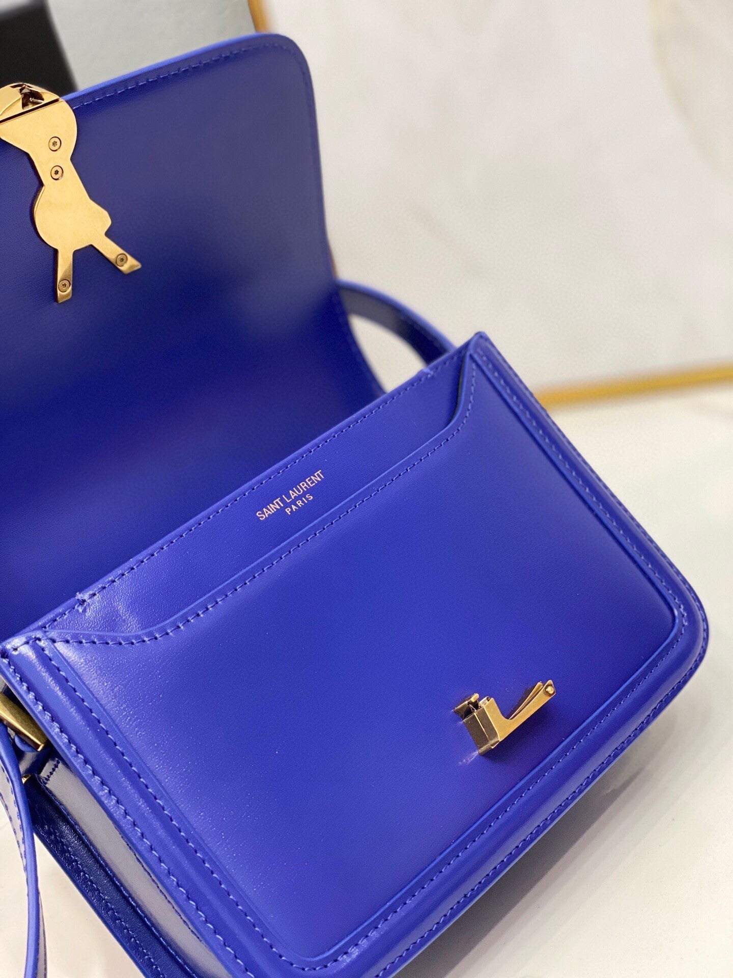 YSSL Solferino Medium Satchel In Box Navy Blue For Women 9in/23cm YSLÂ 6343050SX0W4147