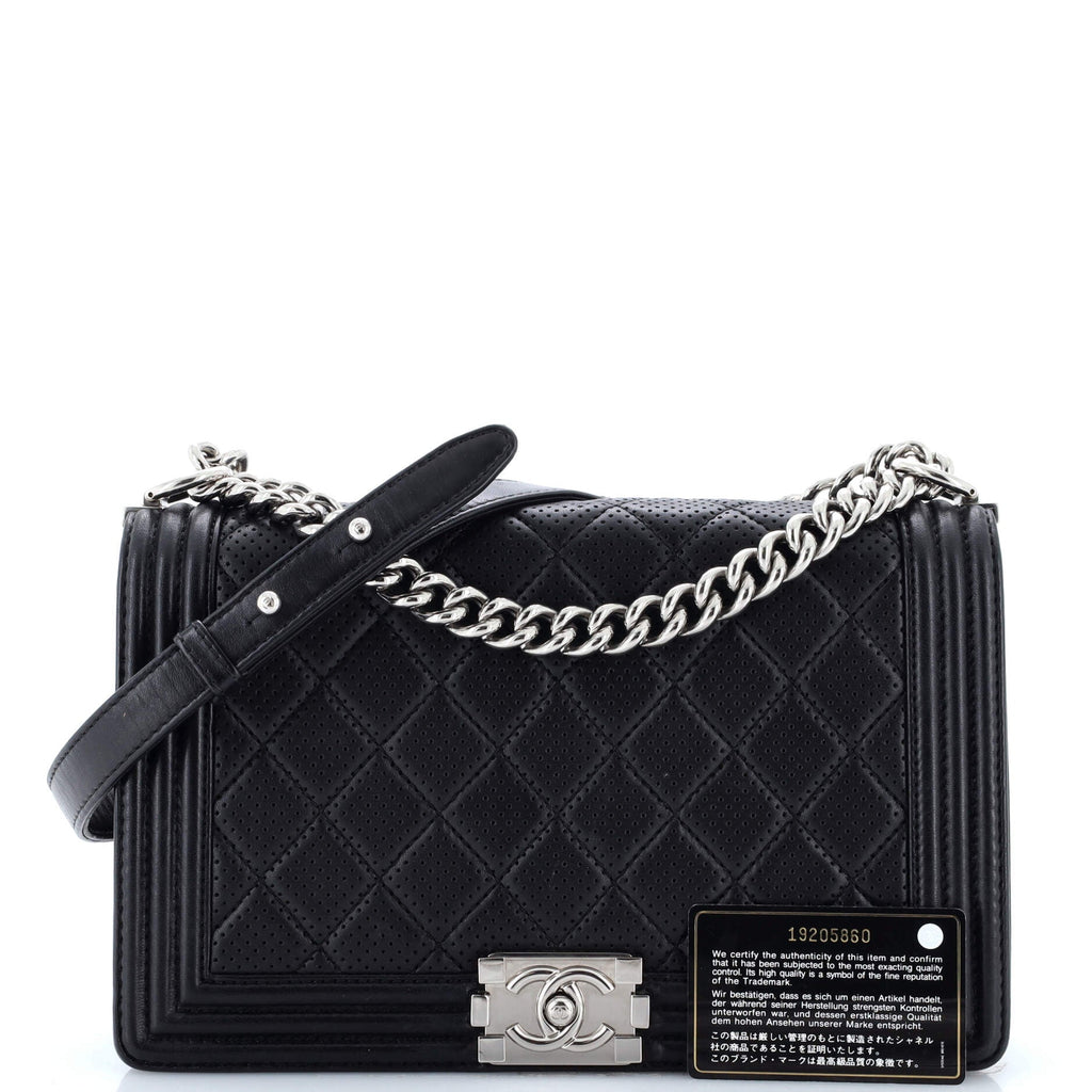Chanel Boy Flap Bag Quilted Perforated Lambskin New Medium