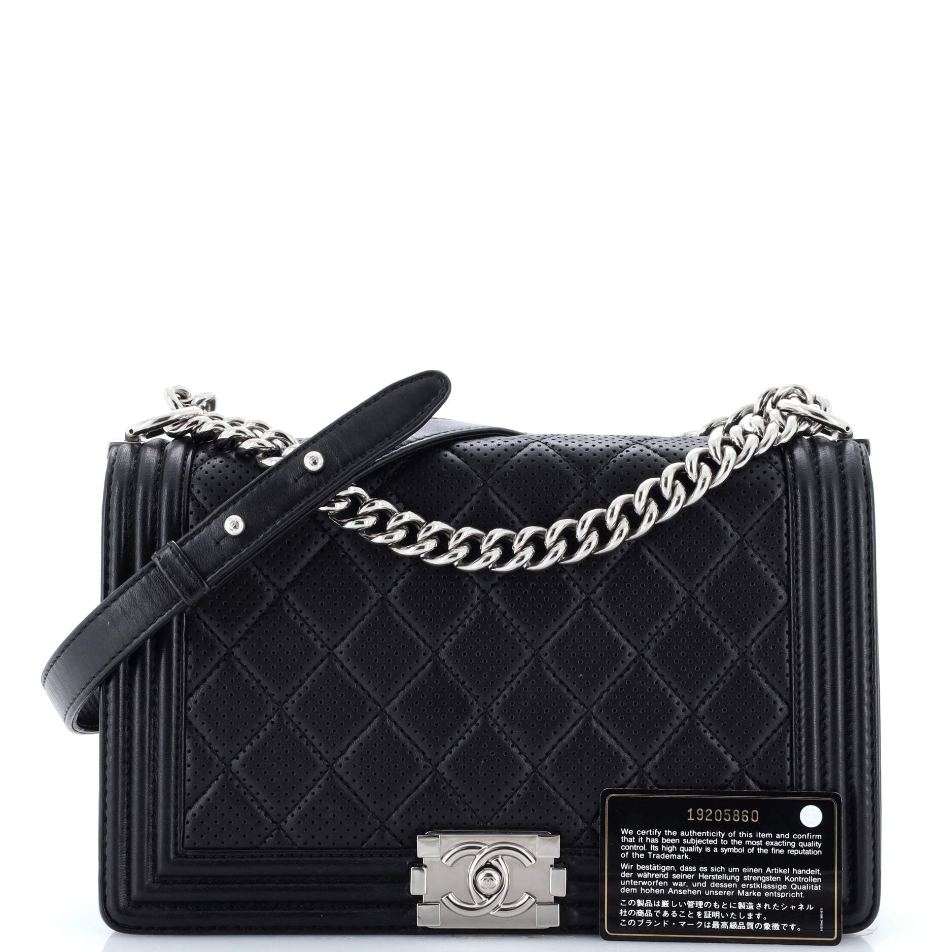 Chanel Boy Flap Bag Quilted Perforated Lambskin New Medium