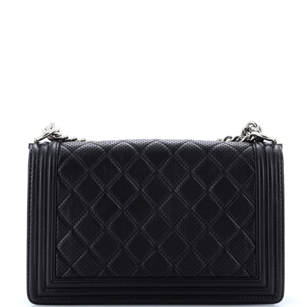 Chanel Boy Flap Bag Quilted Perforated Lambskin New Medium