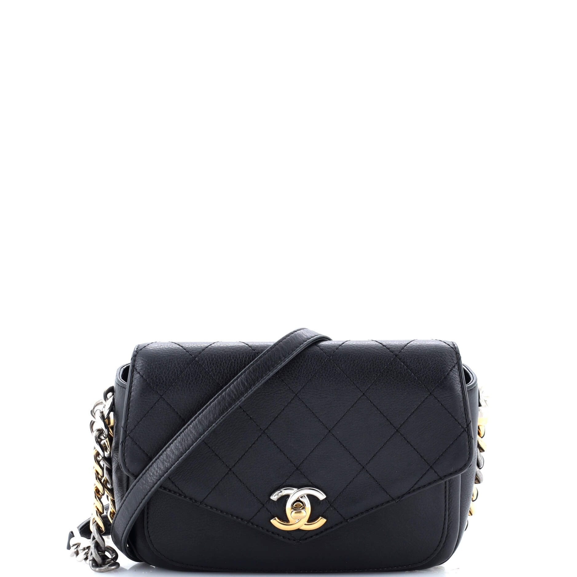 Chanel Two Tone Envelope Flap Bag Quilted Calfskin Medium