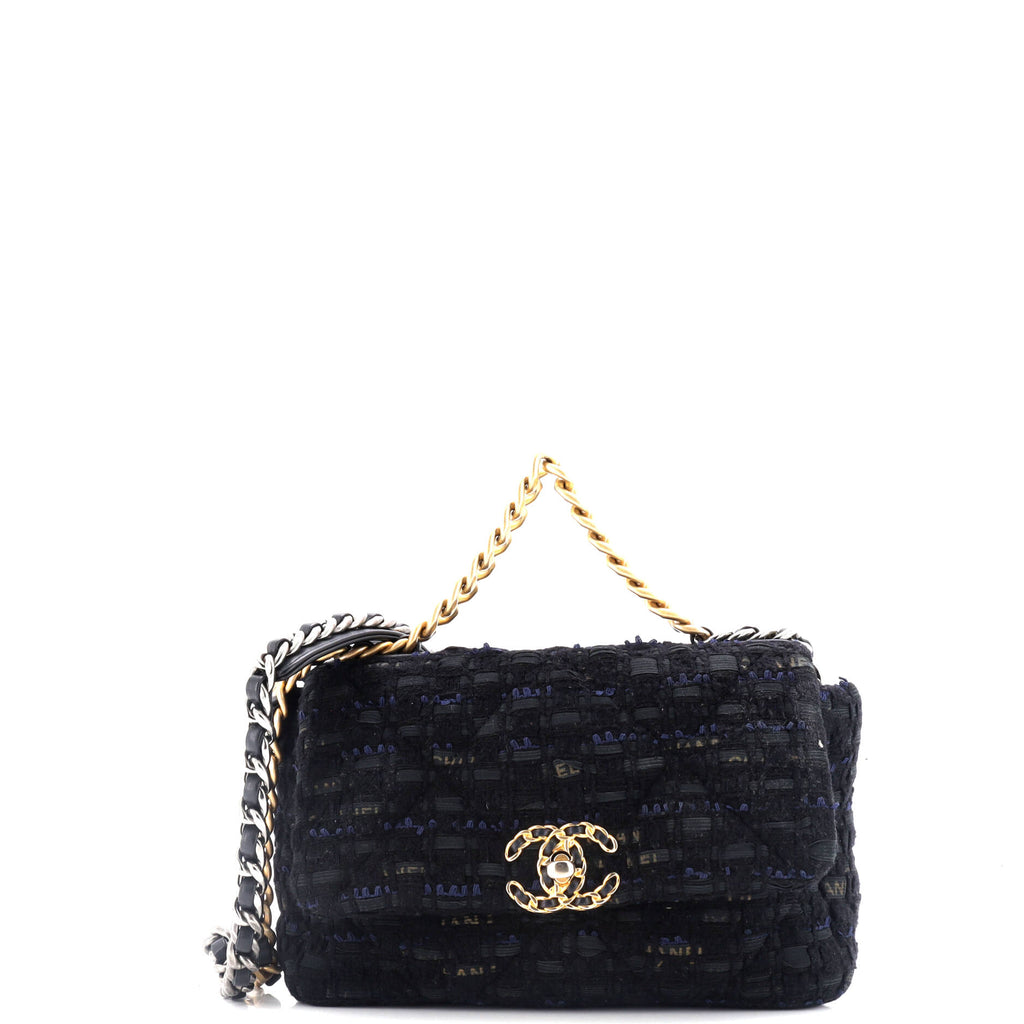 Chanel 19 Flap Bag Quilted Tweed and Ribbon Medium