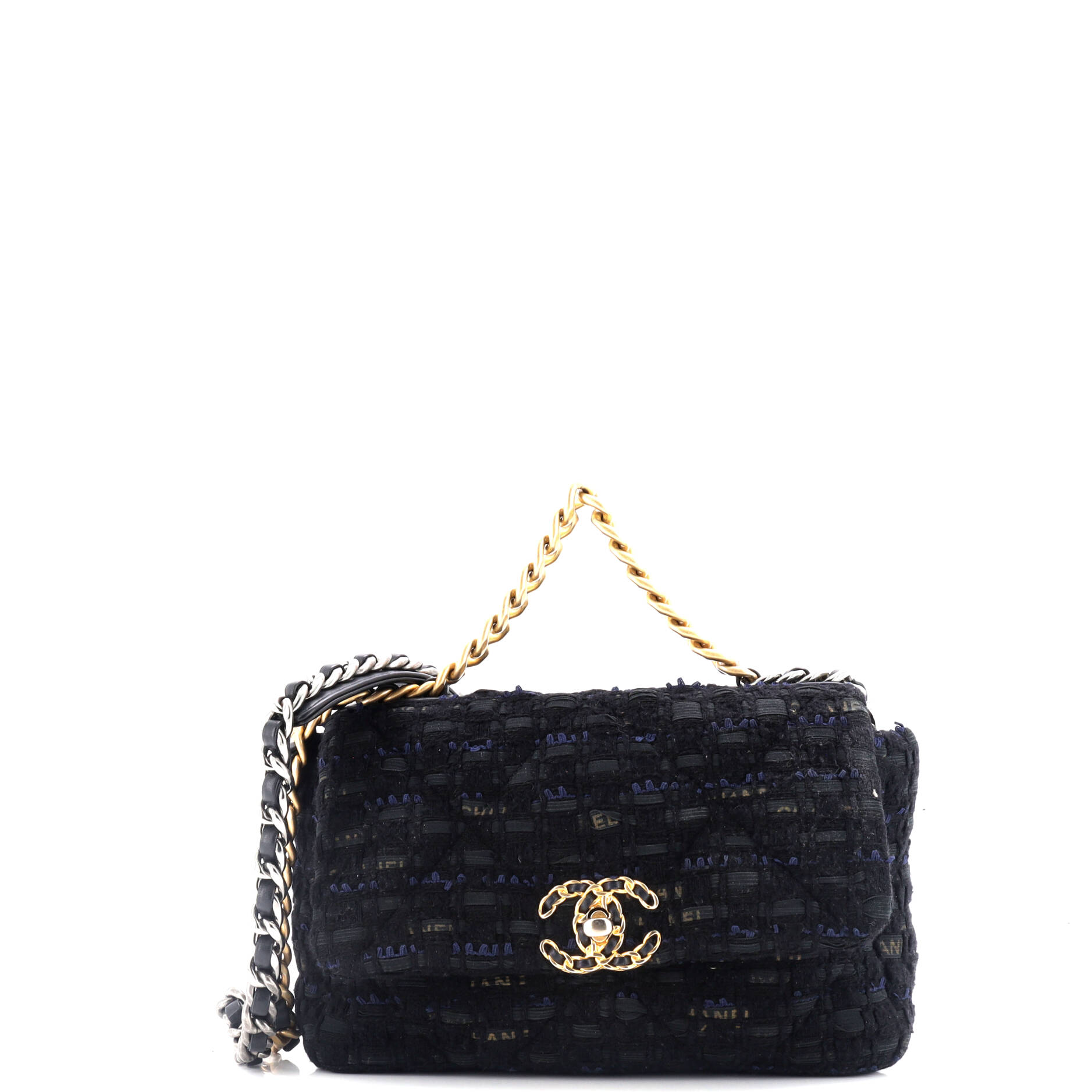 Chanel 19 Flap Bag Quilted Tweed and Ribbon Medium