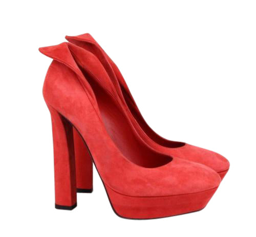 Bottega Veneta Women's Red Suede Platform Heel Pump (36.5 EU / 6.5 US)