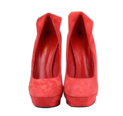 Bottega Veneta Women's Red Suede Platform Heel Pump (38 EU / 8 US)