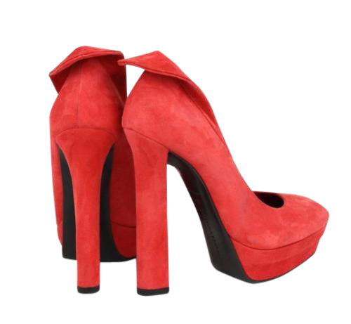 Bottega Veneta Women's Red Suede Platform Heel Pump (38 EU / 8 US)