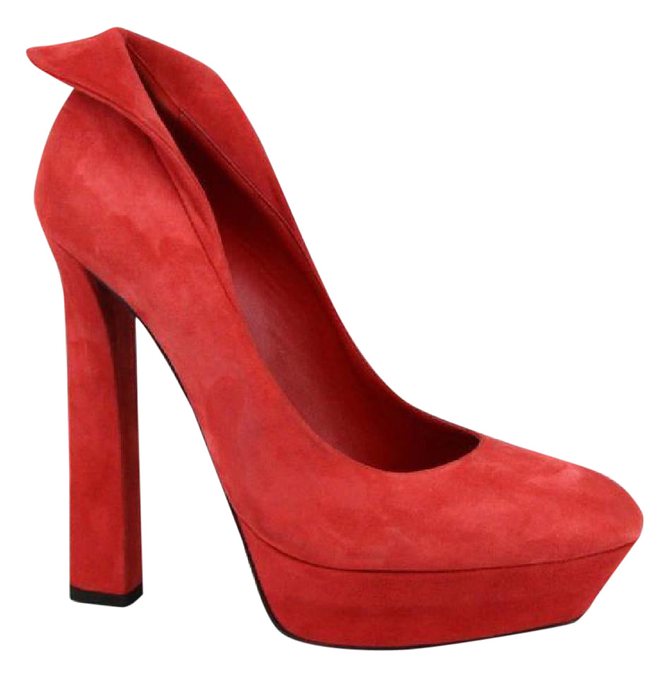 Bottega Veneta Women's Red Suede Platform Heel Pump (39 EU / 9 US)