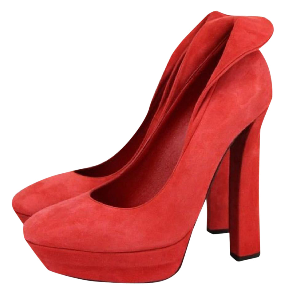 Bottega Veneta Women's Red Suede Platform Heel Pump (39 EU / 9 US)