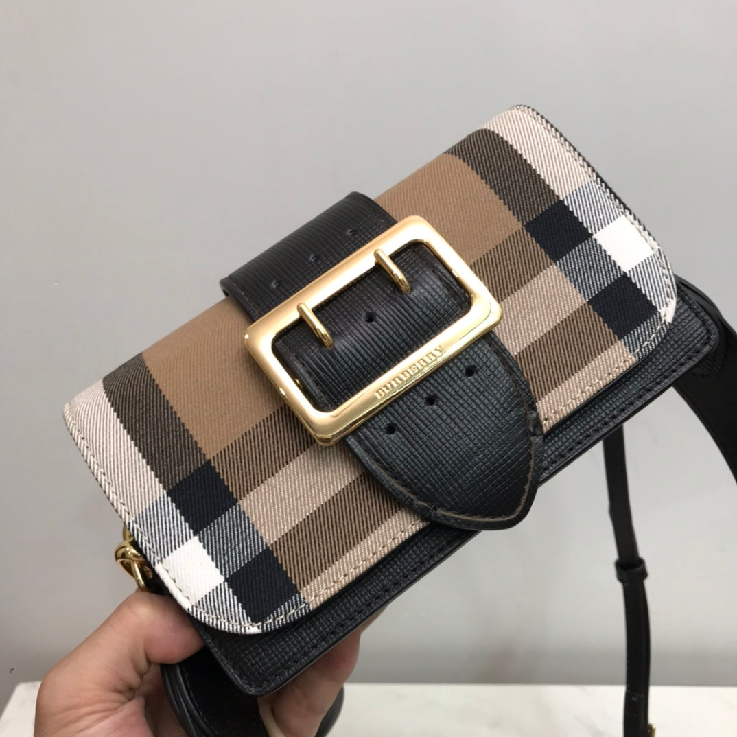 Small Bridle House Check And Buckle Crossbody Black For Women, Bags 7.8in/20cm