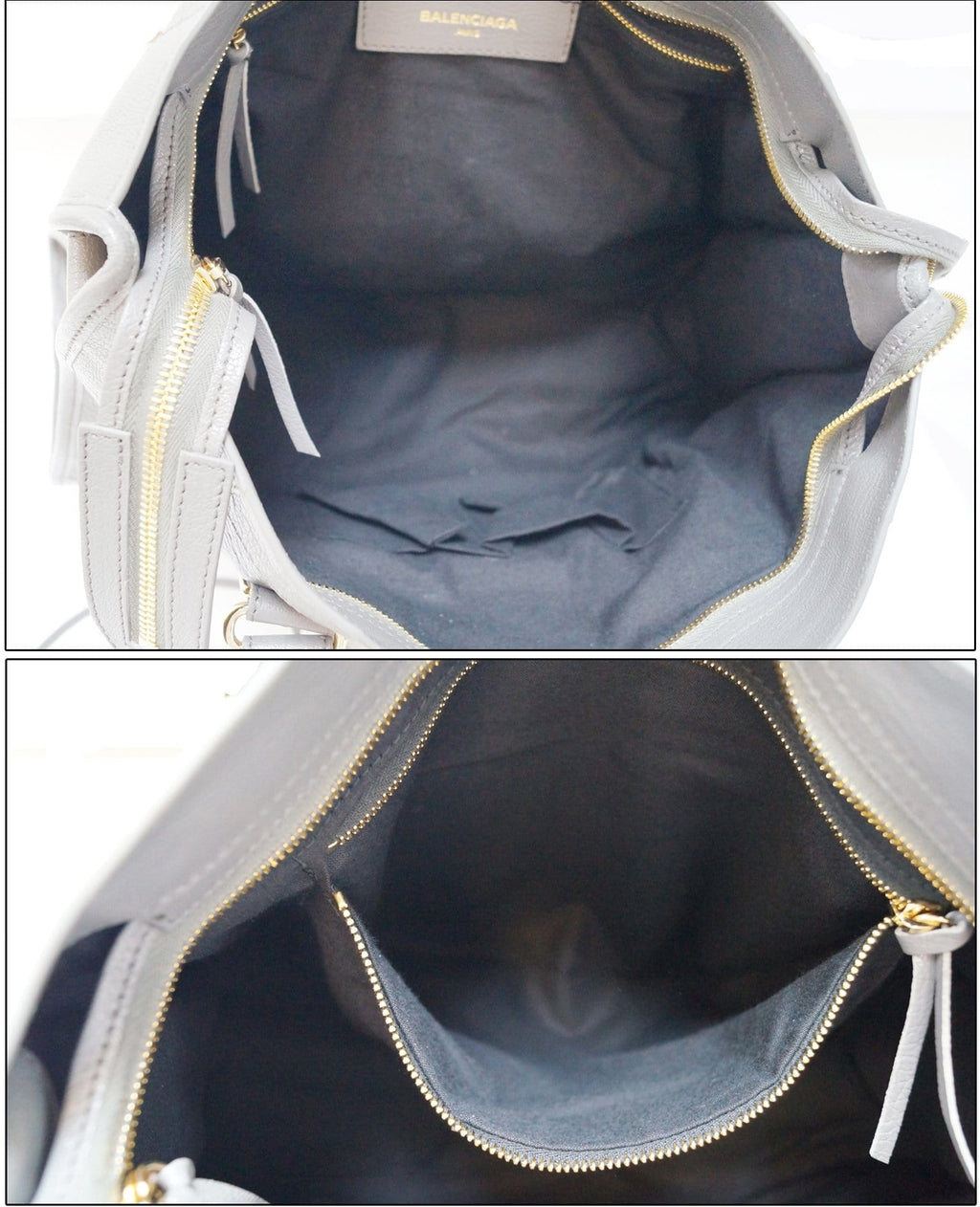 BALENCIAGA Grey Leather Metallic Edge City Shoulder Handbag