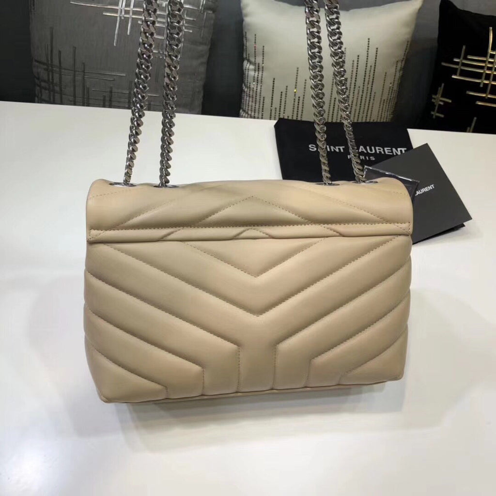 Top Quality Loulou Small Chain Bag In MatelassÃ© "Y" Beige For Women 9.8in/23cm YSLÂ 