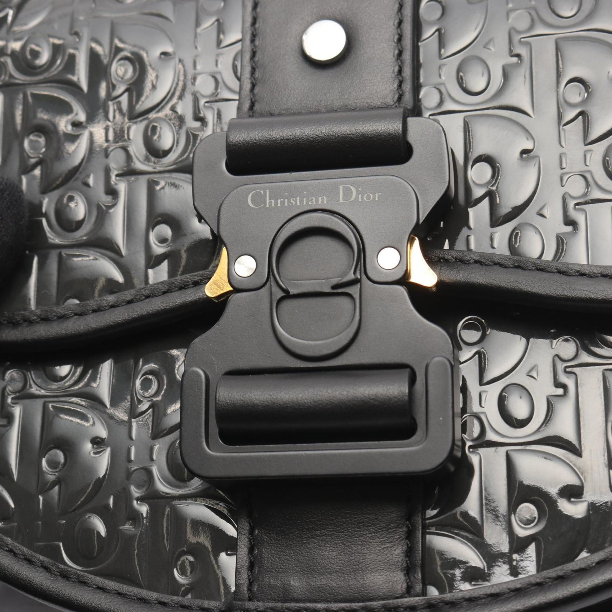 Christian Dior Gallop Flap Messenger Bag Leather Black Patent_Leather Crossbody Bag Bag (Pre-Owned)
