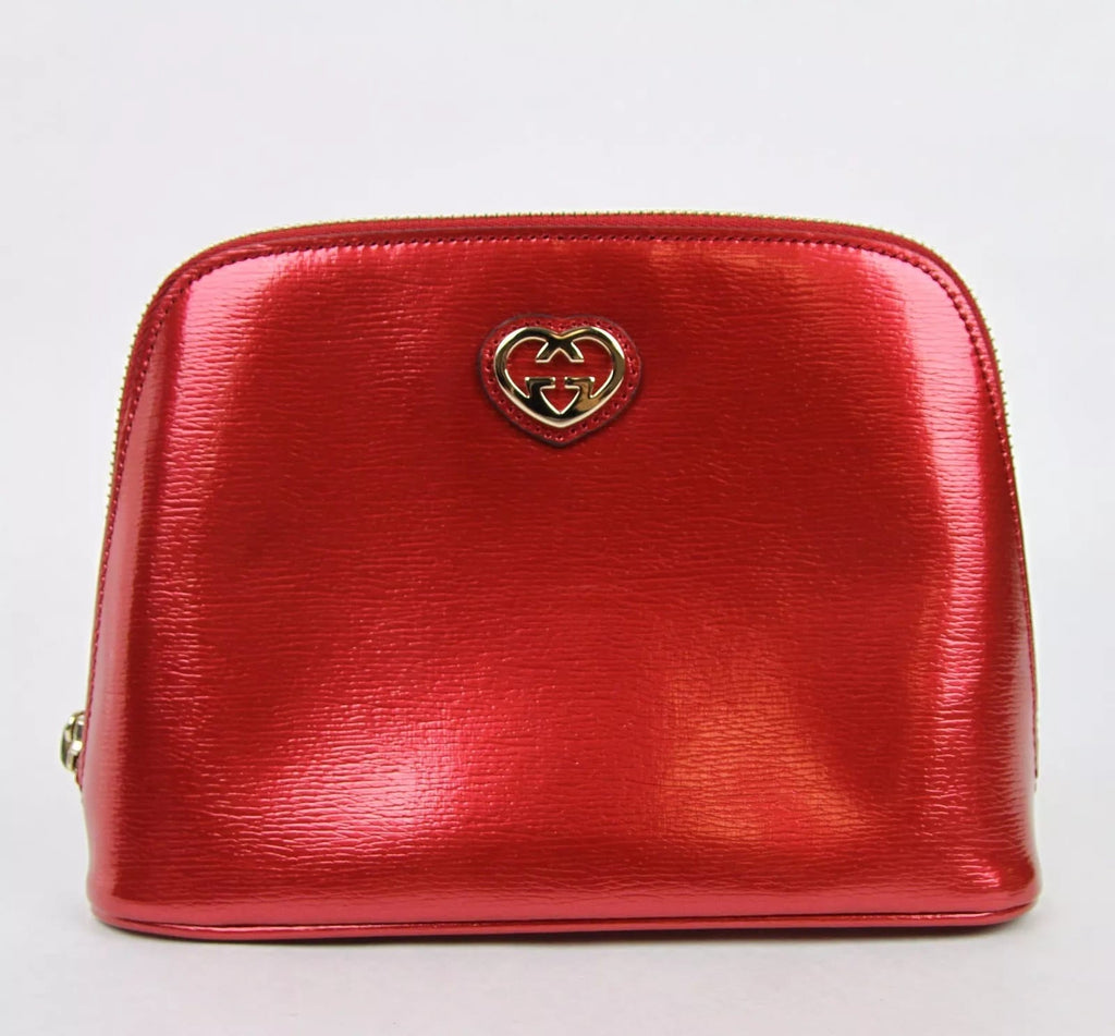 Gucci Red Shiny Leather w/Interlocking G Cosmetic Case