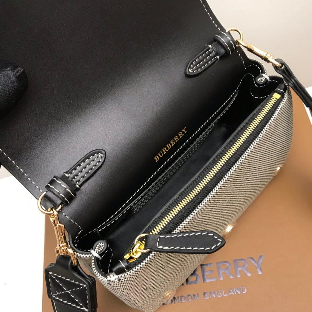 Horseferry Print Cotton Canvas Small Crossbody Bag For Women, Bags 7.1in/18cm