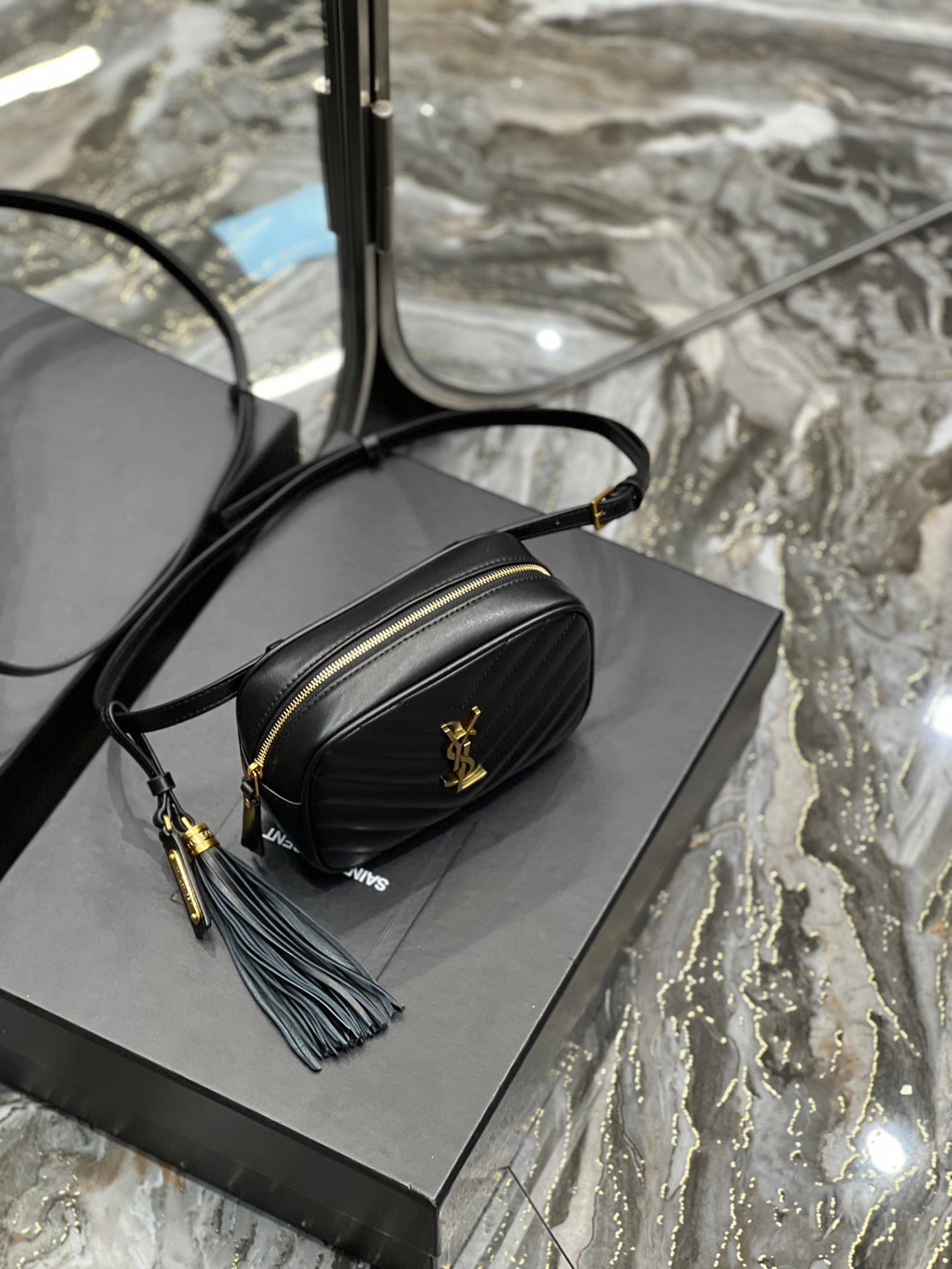 Top Quality Lou Belt Bag Black In MatelassÃ© Gold Toned Hardware For Women 6.1in/15cm YSL 614031DV7071000