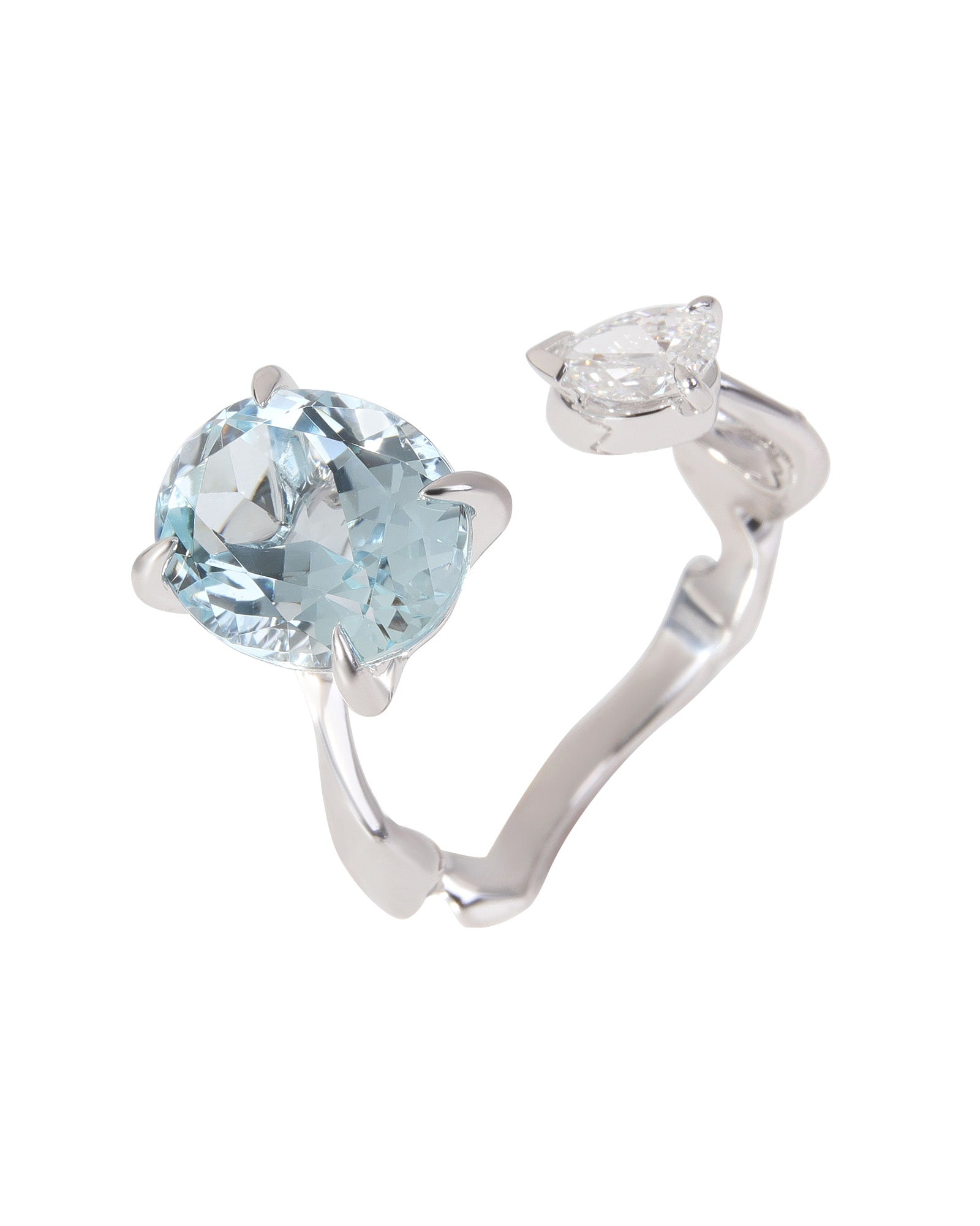 Dior Diorama Precie1:1 Rep Diamond Aquamarine Ring in 18k White Gold D VS1 0.33 CTW
