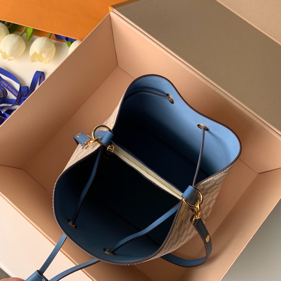 Louis Vuitton NeoNoe MM Bucket Bag Damier Azur Canvas Bleuet Blue For Women,  Shoulder And Crossbody Bags 10.2in/26cm Louis Vuitton N40153