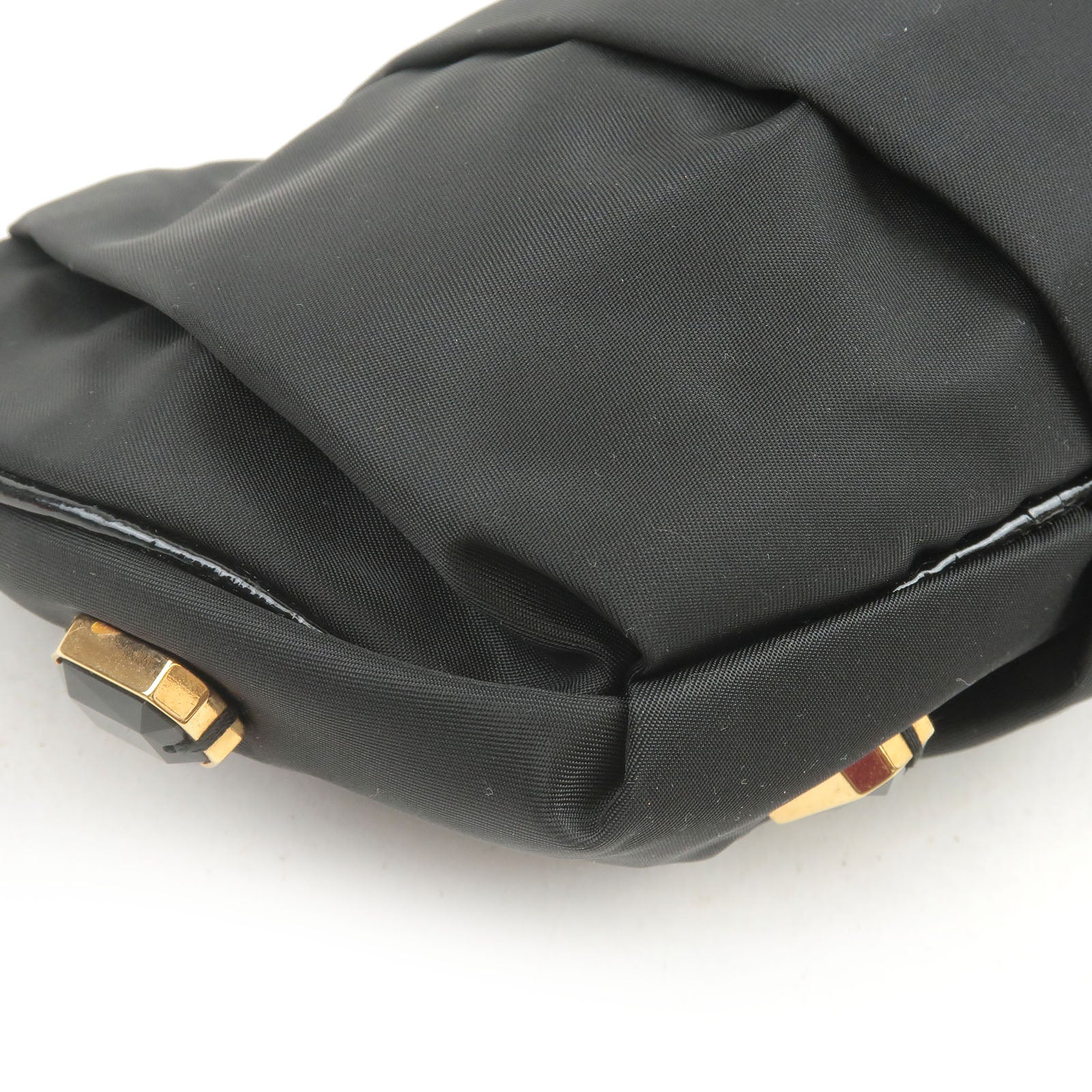 Prada Nylon Enamel Bijou Pouch Purse Clutch Bag NERO Black