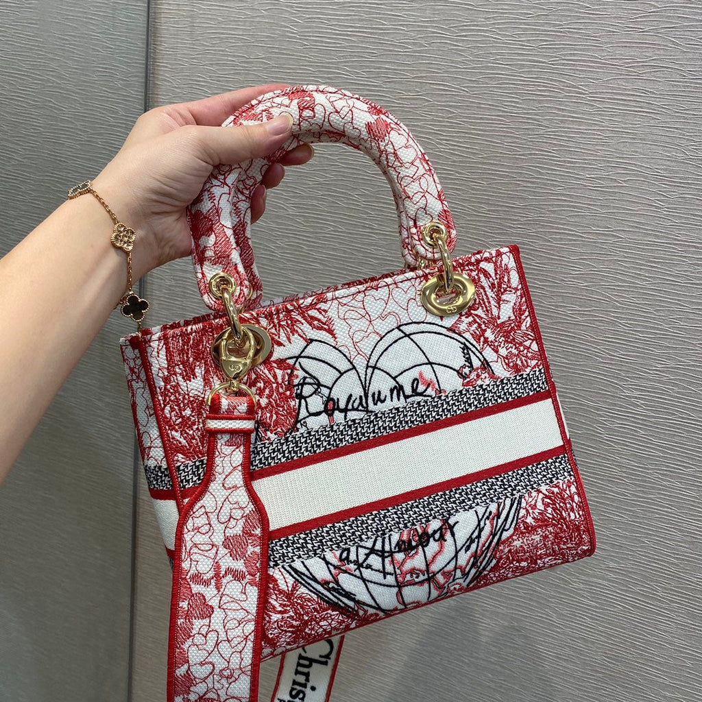 Dior MeDiorum Lady D-Lite Bag, Red Handbags, Crossbody Bags, 24cm CD